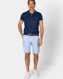 Basic blauwe effen polo