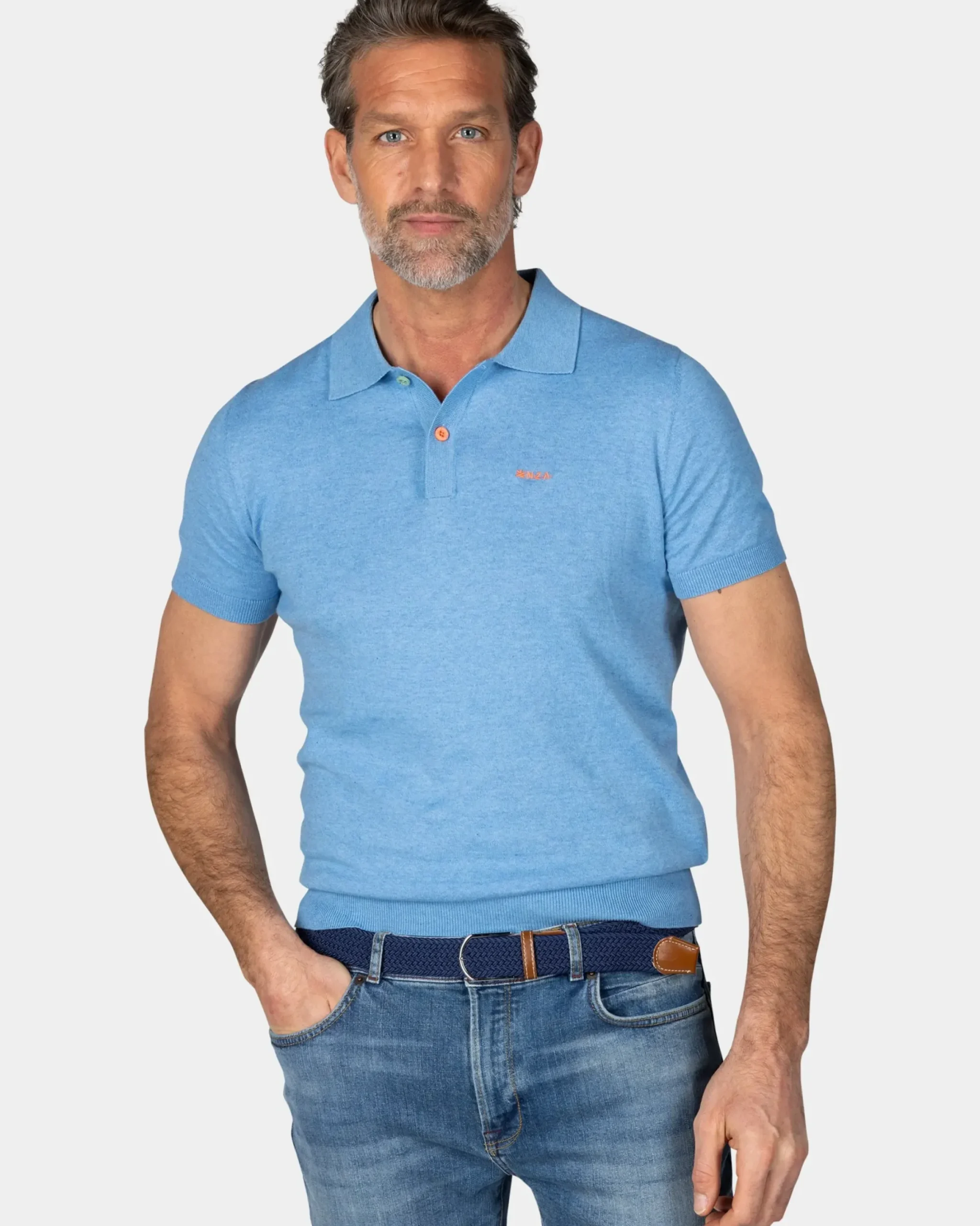 Basis felblauw poloshirt
