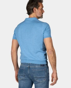 Basis felblauw poloshirt