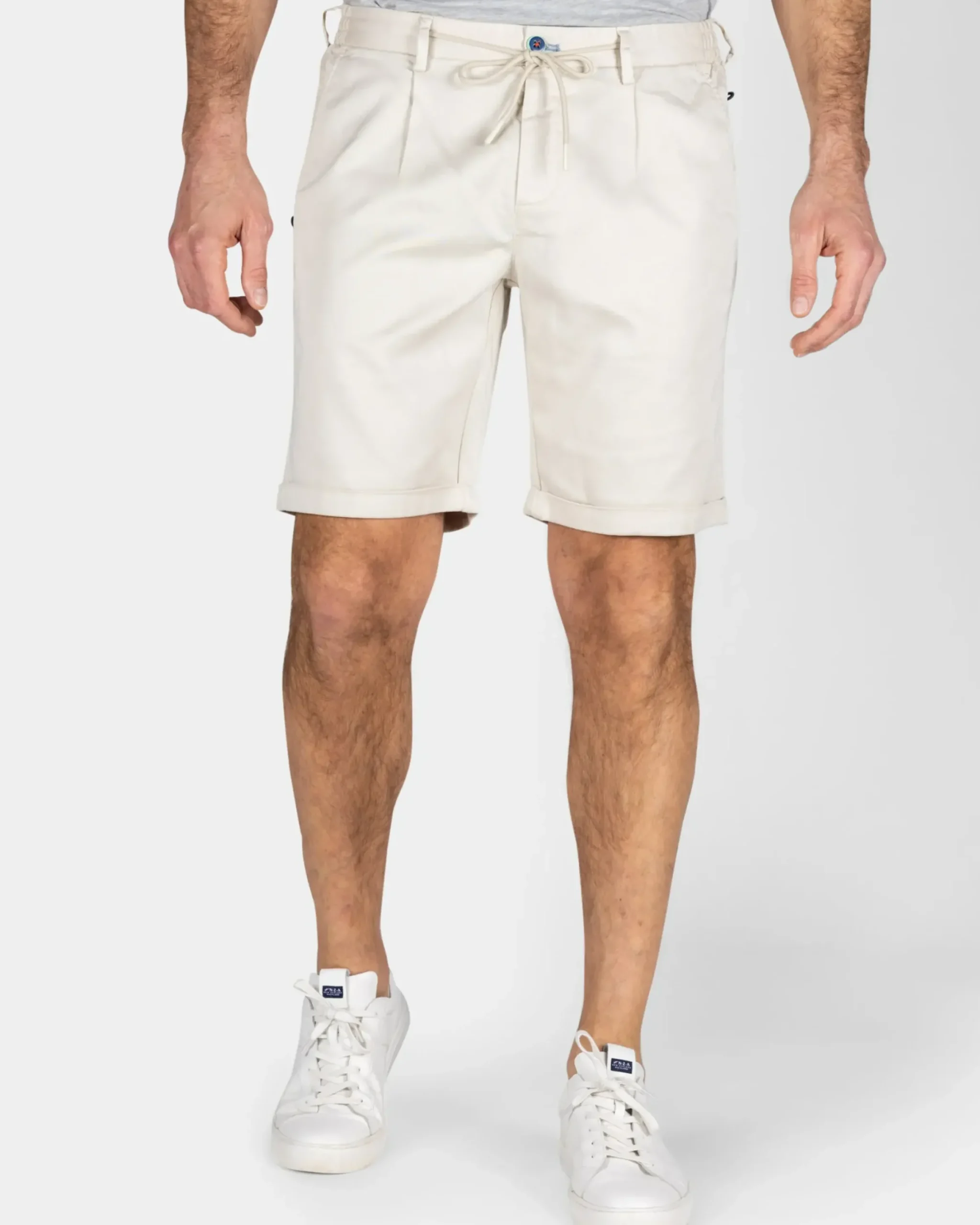 Beige chino short met stretch
