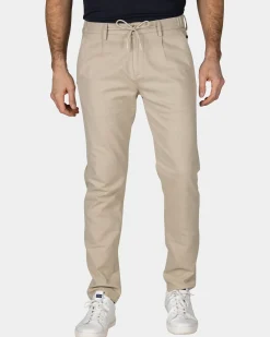 Beige katoenen chino met stretch