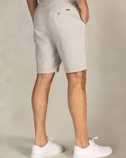 Beige linnen gestreepte korte broek