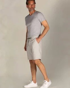 Beige linnen gestreepte korte broek