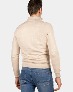 Beige trui met halve rits - Oat Sand