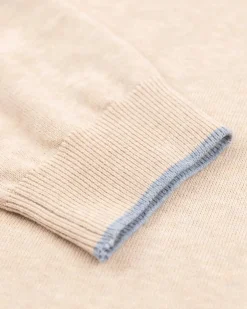 Beige trui met halve rits - Oat Sand