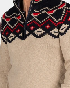 Beige trui met zwarte print - Winter Navy