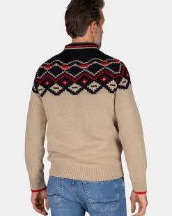 Beige trui met zwarte print - Winter Navy