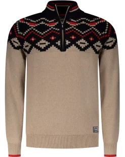 Beige trui met zwarte print - Winter Navy