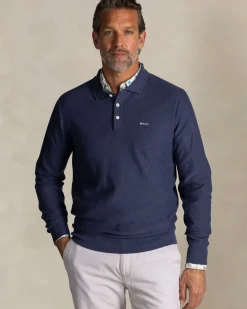 Blauwe katoenen polotrui