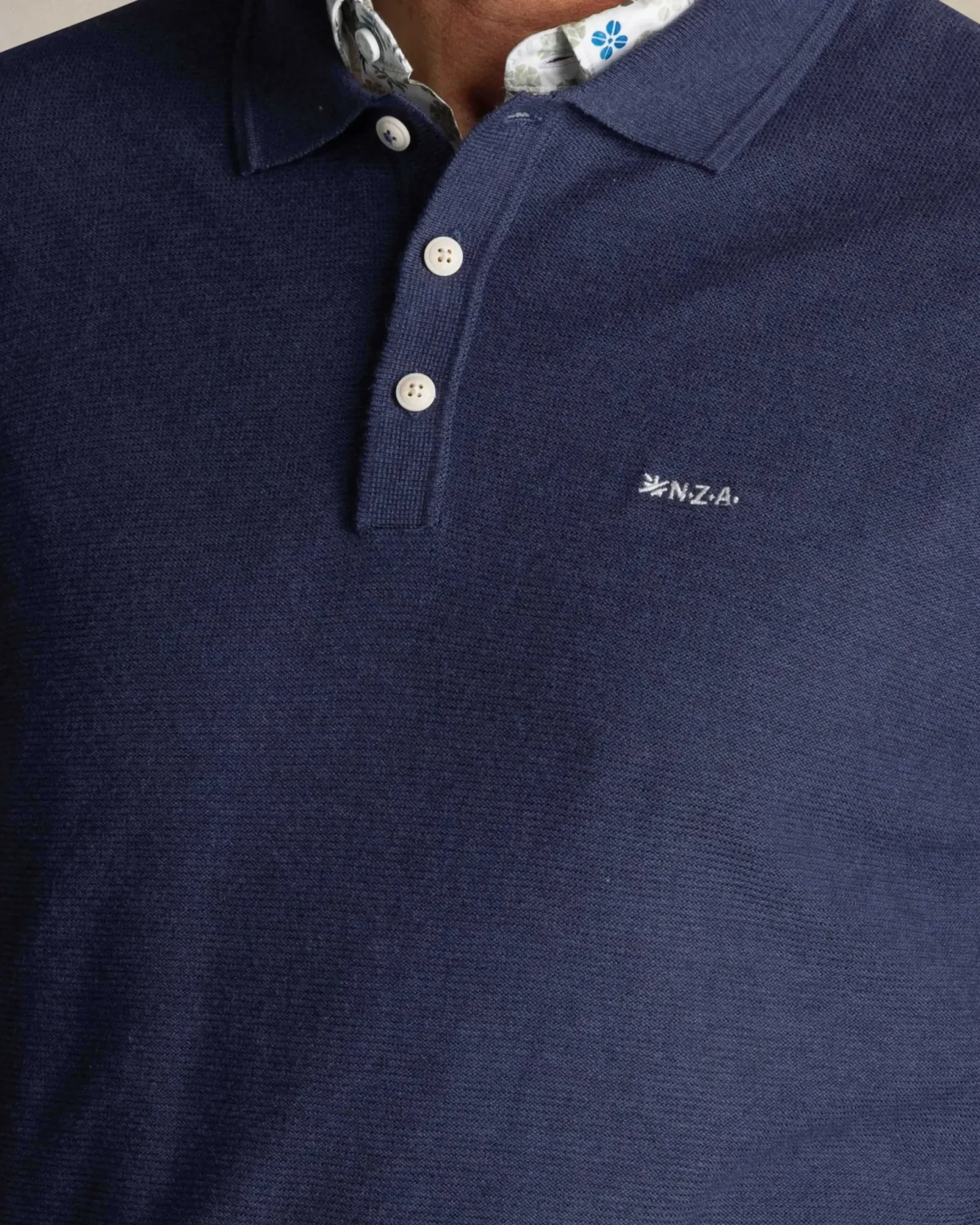Blauwe katoenen polotrui
