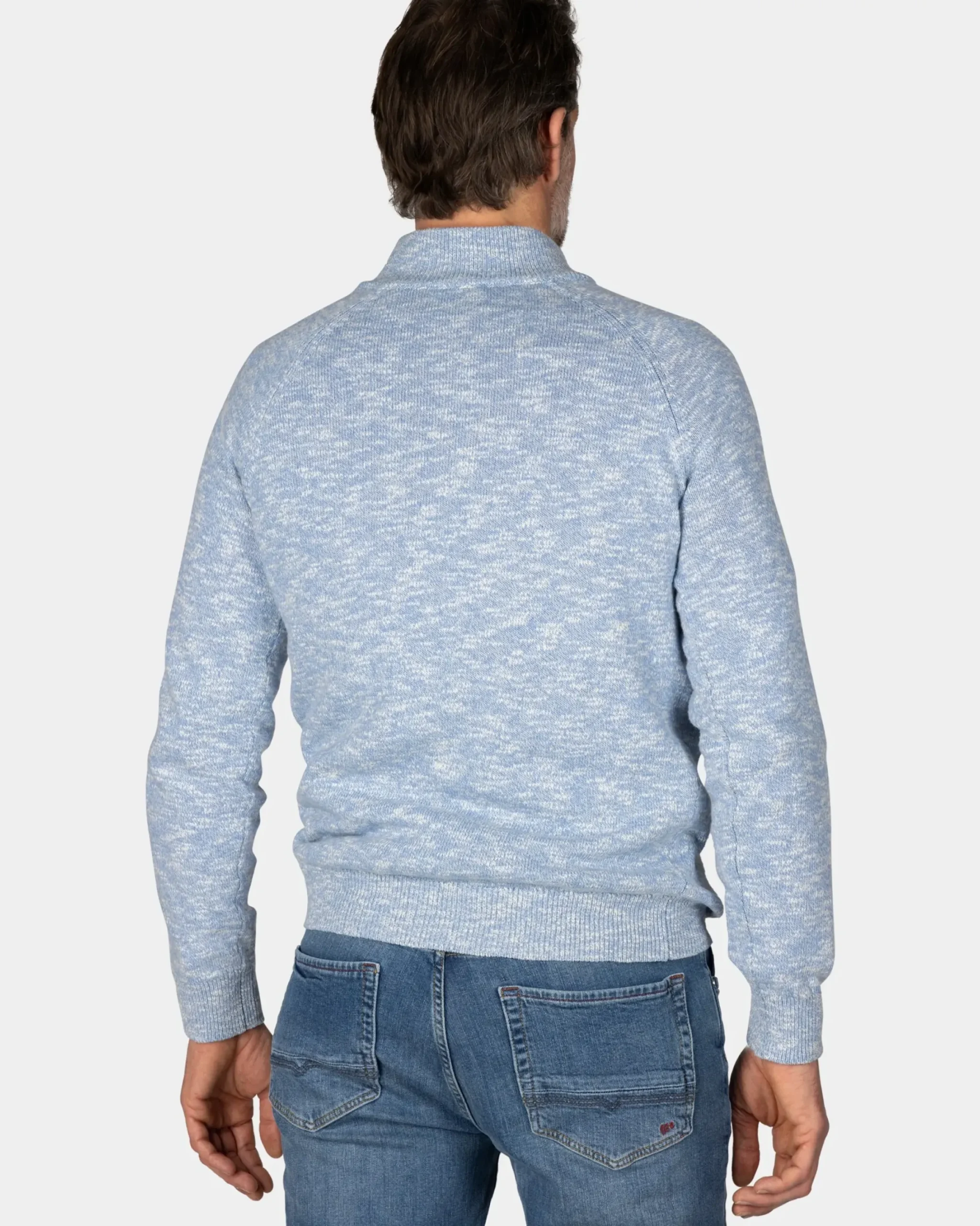 Blauwe katoenen trui met halve rits