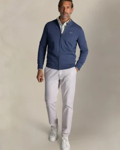 Blauwe katoenen trui met halve rits