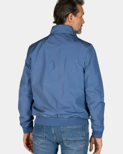 Blauwe nylon bomber