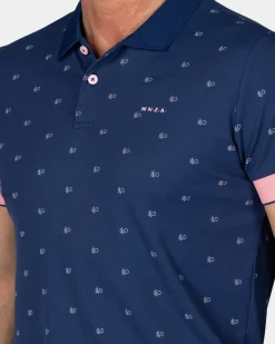 Blauwe polo met kleine print