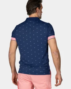 Blauwe polo met kleine print