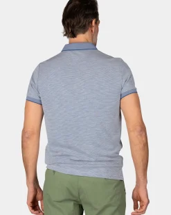 Blauwe polo met modaal