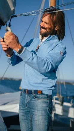 Blauwe sweater met halve rits - Frozen Blue
