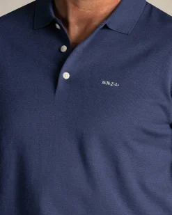 Blauw gebreide polo