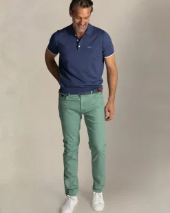 Blauw gebreide polo