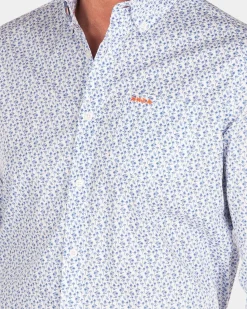 Blauw geprint katoenen overhemd - Rhythm Blue
