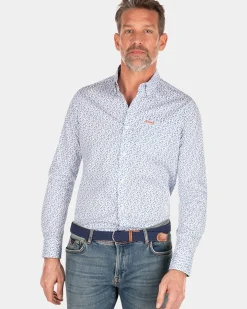 Blauw geprint katoenen overhemd - Rhythm Blue