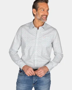 Blauw geprint katoenen overhemd