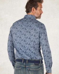 Blauw katoenen overhemd met print - Bright Water Blue