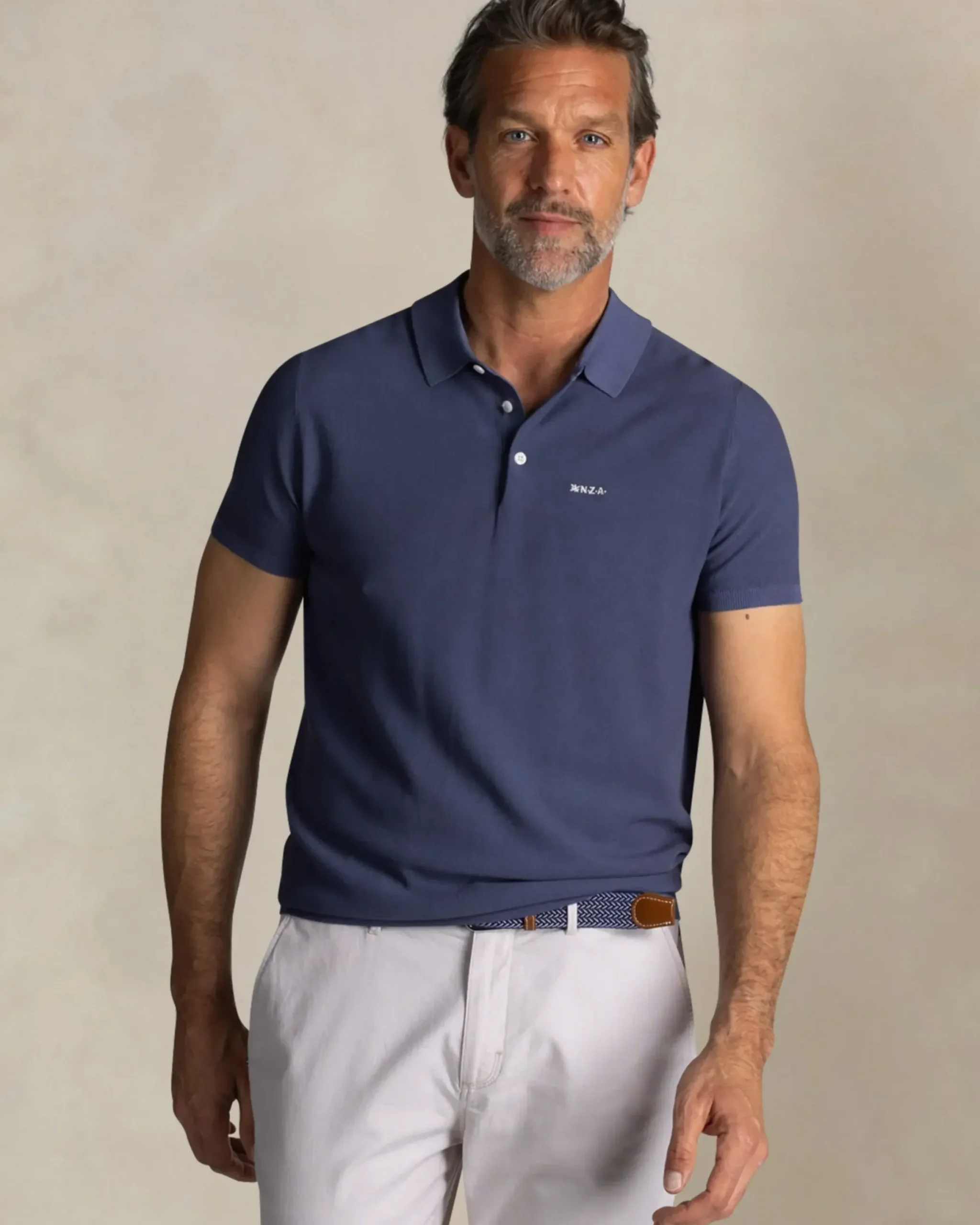 Blauw katoenen polo