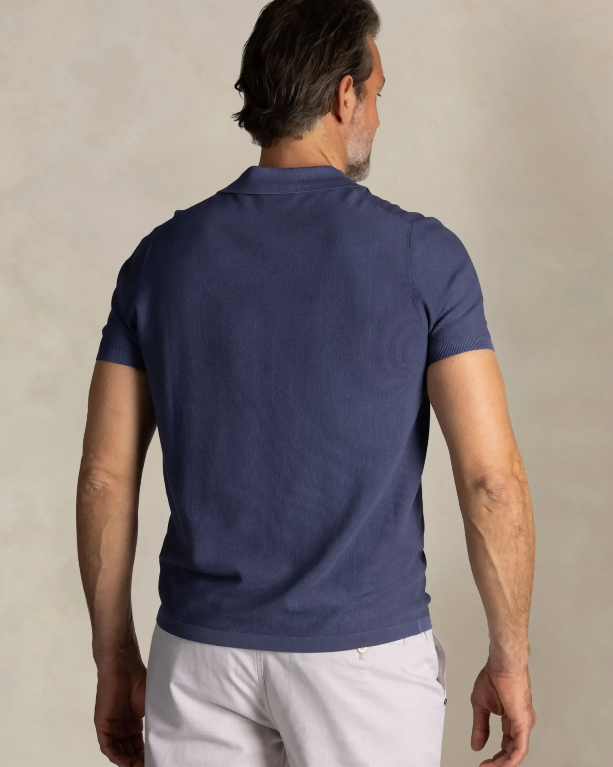 Blauw katoenen polo