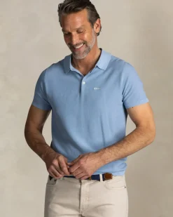 Blauw katoenen polo