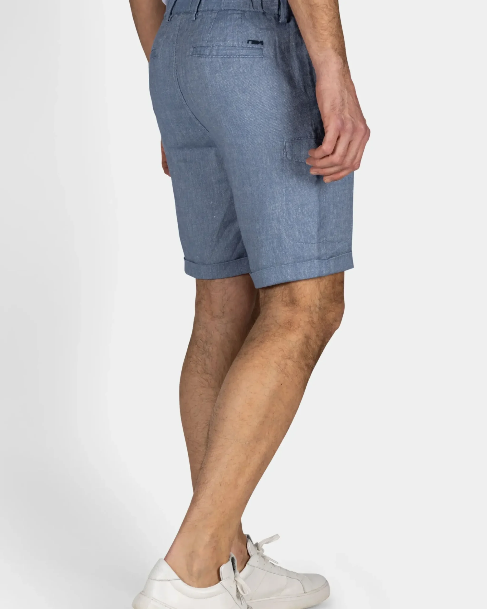 Blauw linnen chino short
