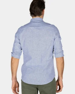 Blauw linnen overhemd