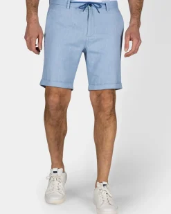 Blauw linnen stretch short