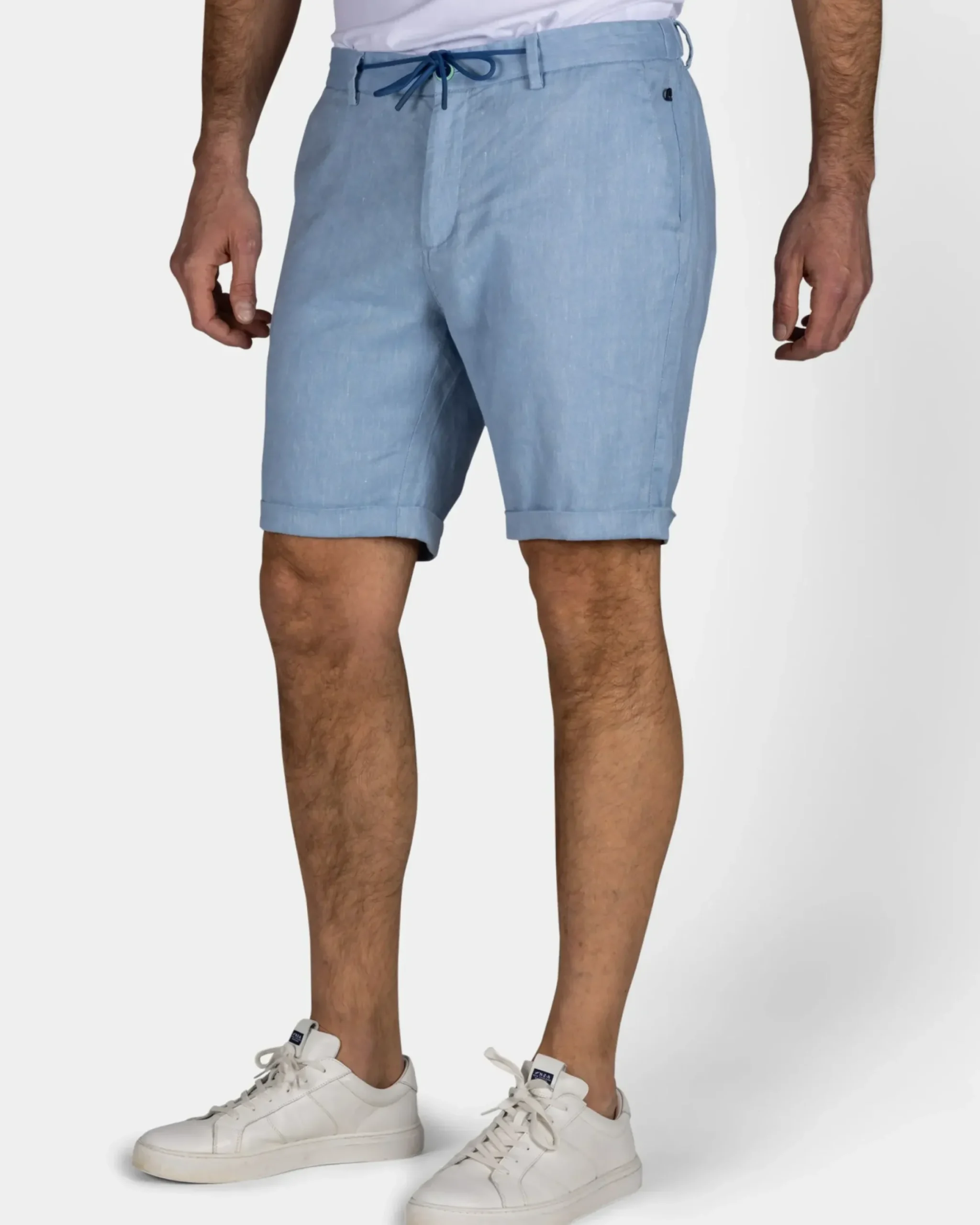 Blauw linnen stretch short