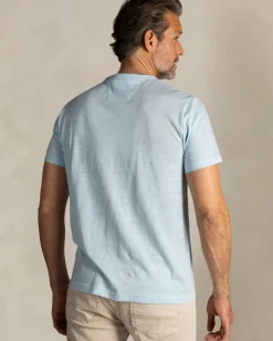 Blauw linnen T-shirt met ronde hals