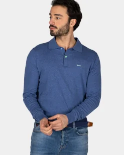 Blauw longsleeve poloshirt