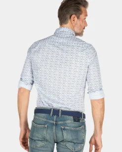 Blauw overhemd met een print - Ecru Multicolour
