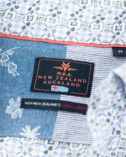 Blauw overhemd met een print - Ecru Multicolour