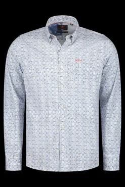 Blauw overhemd met een print - Ecru Multicolour