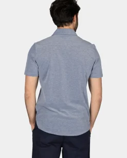 Blauw overhemd met korte mouw