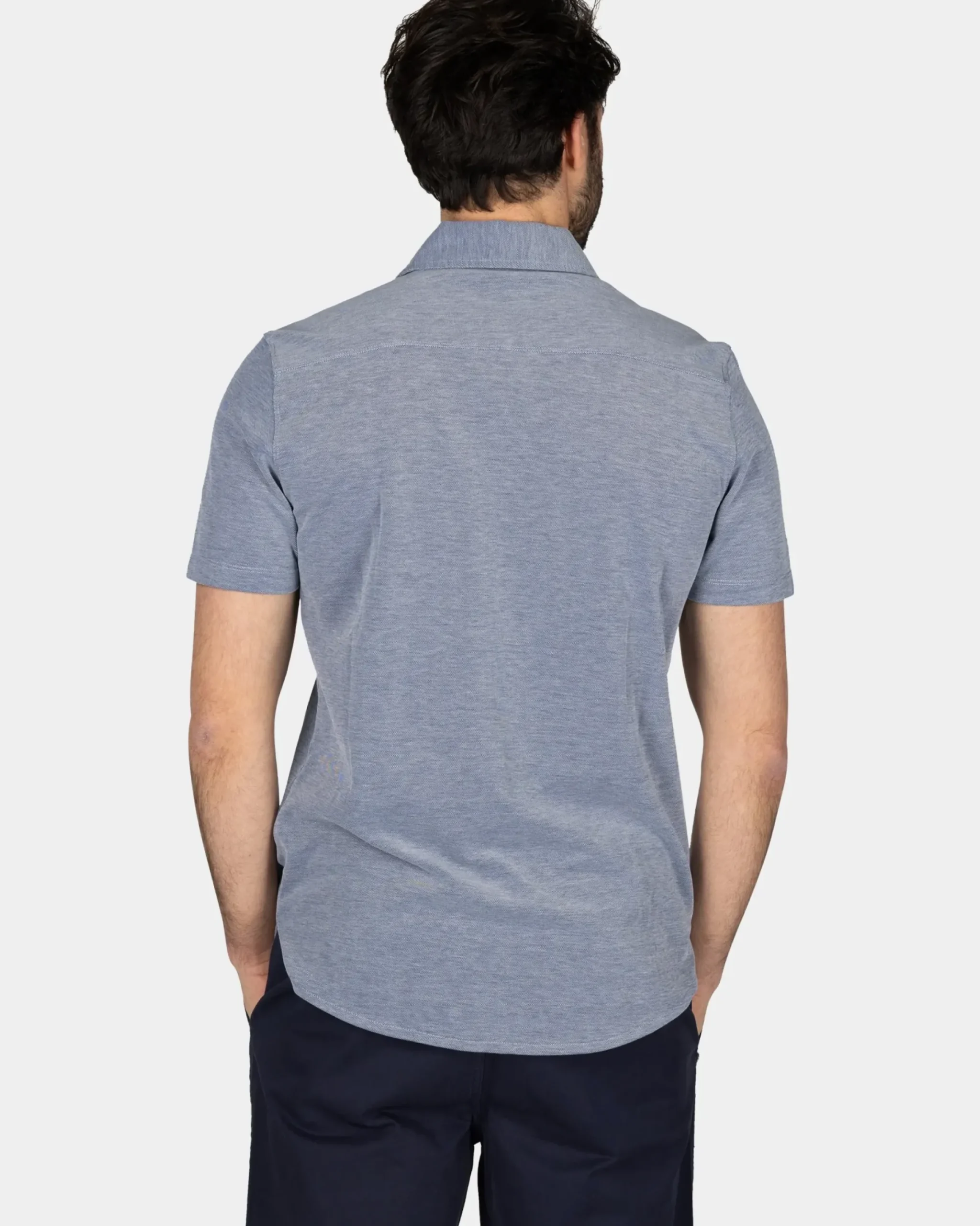 Blauw overhemd met korte mouw
