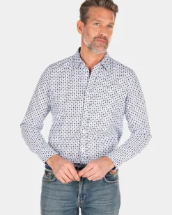 Blauw overhemd met linnen - Universal Blue