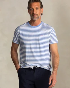 Blauw t-shirt met witte strepen