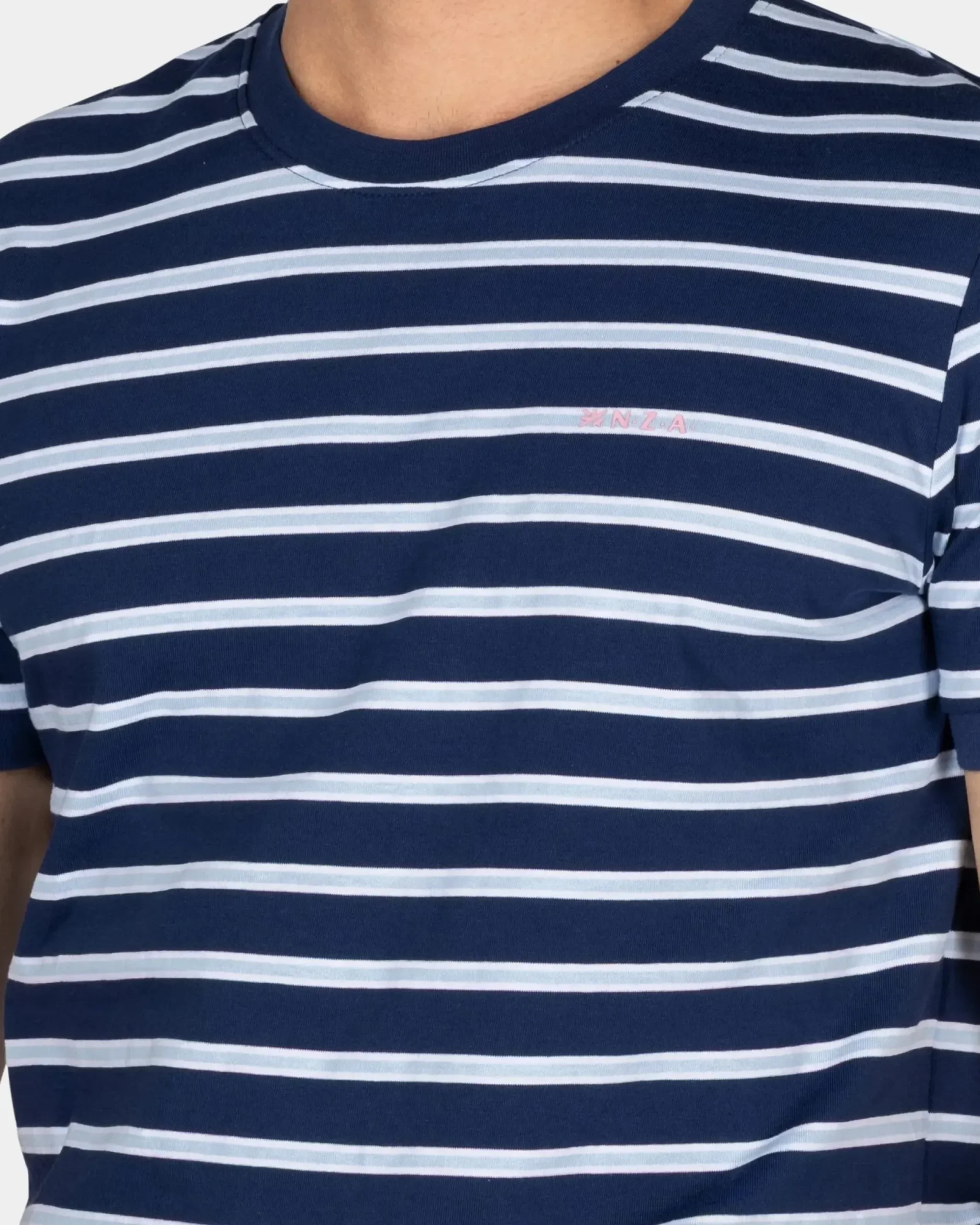 Blauw-wit gestreept katoenen t-shirt