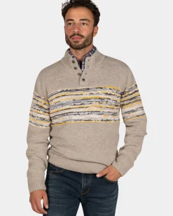 Bruine katoenen trui met geel zwarte print - Chestnut