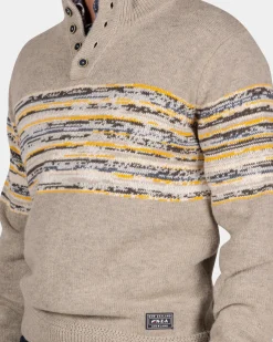 Bruine katoenen trui met geel zwarte print - Chestnut