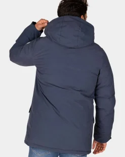 Canvas blauwe parka jas - Tin Blue