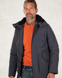 Canvas parka jas met capuchon - Trent Petrol