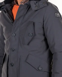 Canvas parka jas met capuchon - Trent Petrol