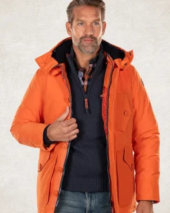 Canvas parka jas met capuchon - Ginger Orange